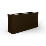 Camoux narrow fiberglass planter in Matte Bronze, 36 × 8 × 18 in, studio render