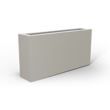 Camoux narrow fiberglass planter in Matte Cement Grey, 36 × 8 × 18 in, studio render