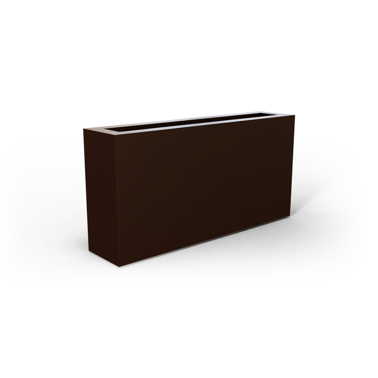Camoux narrow rectangular fiberglass planter in Matte Dark Brown