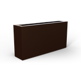 Camoux narrow fiberglass planter in Matte Dark Brown, 36 × 8 × 18 in, studio render
