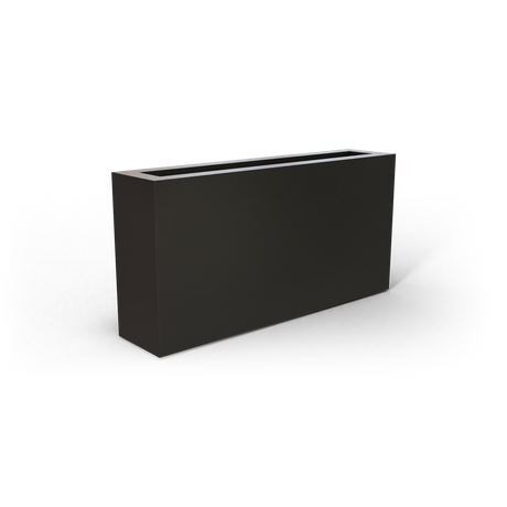 Camoux narrow rectangular fiberglass planter in Matte Gunmetal