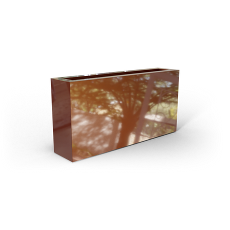 Camoux narrow rectangular fiberglass planter in Metallic Bronze