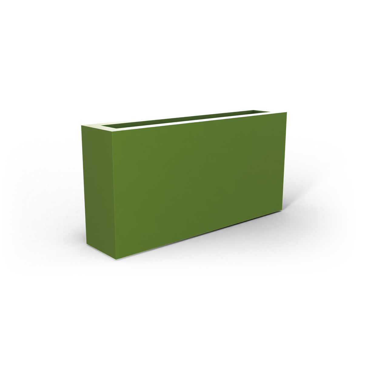 Camoux narrow rectangular fiberglass planter in Satin Green