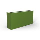 Camoux narrow fiberglass planter in Satin Green, 36 × 8 × 18 in, studio render