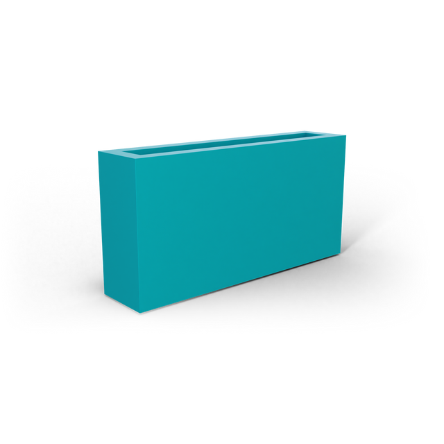 Camoux narrow rectangular fiberglass planter in Satin Seafoam Green