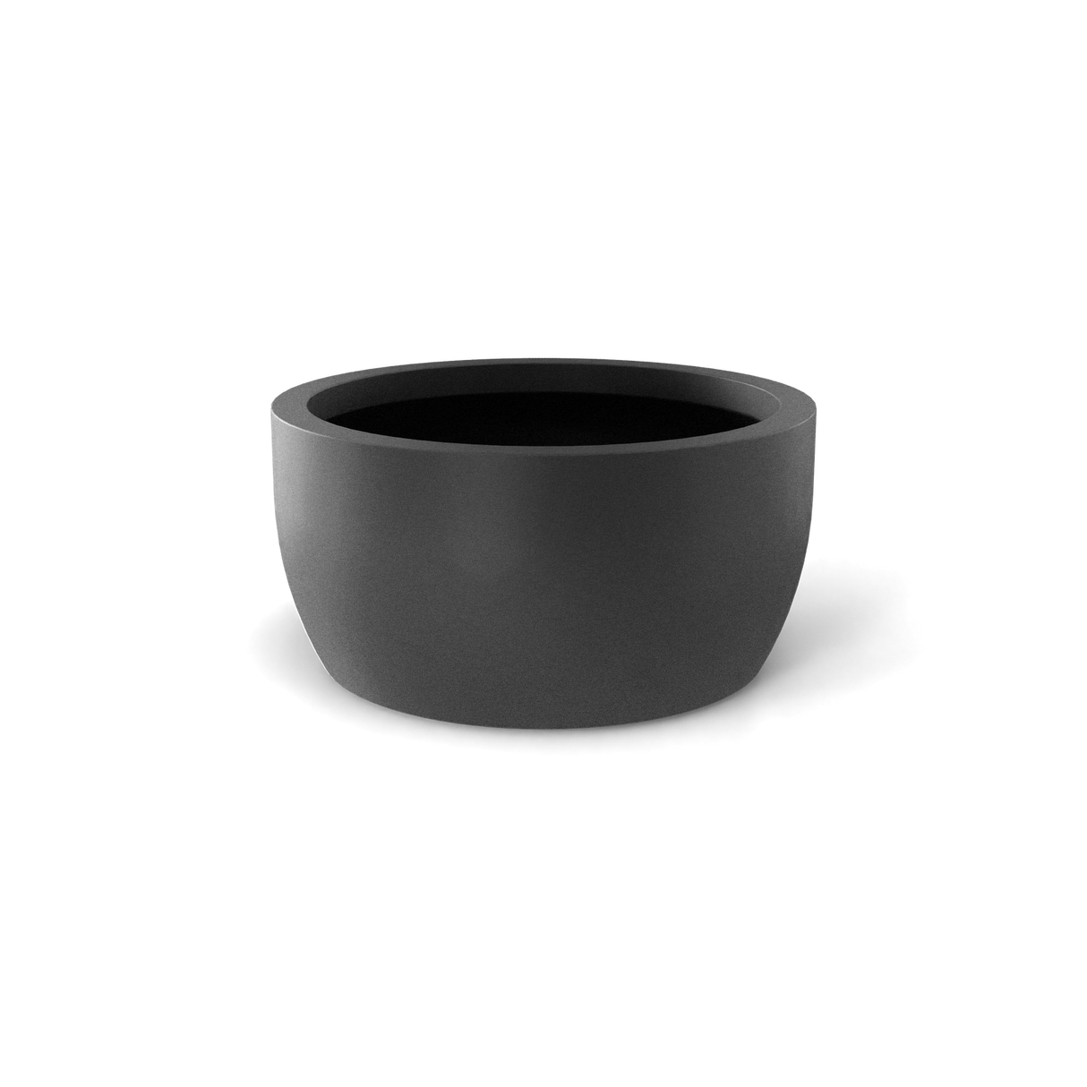 Casablanca Bowl fiberglass planter, Gun Metal finish