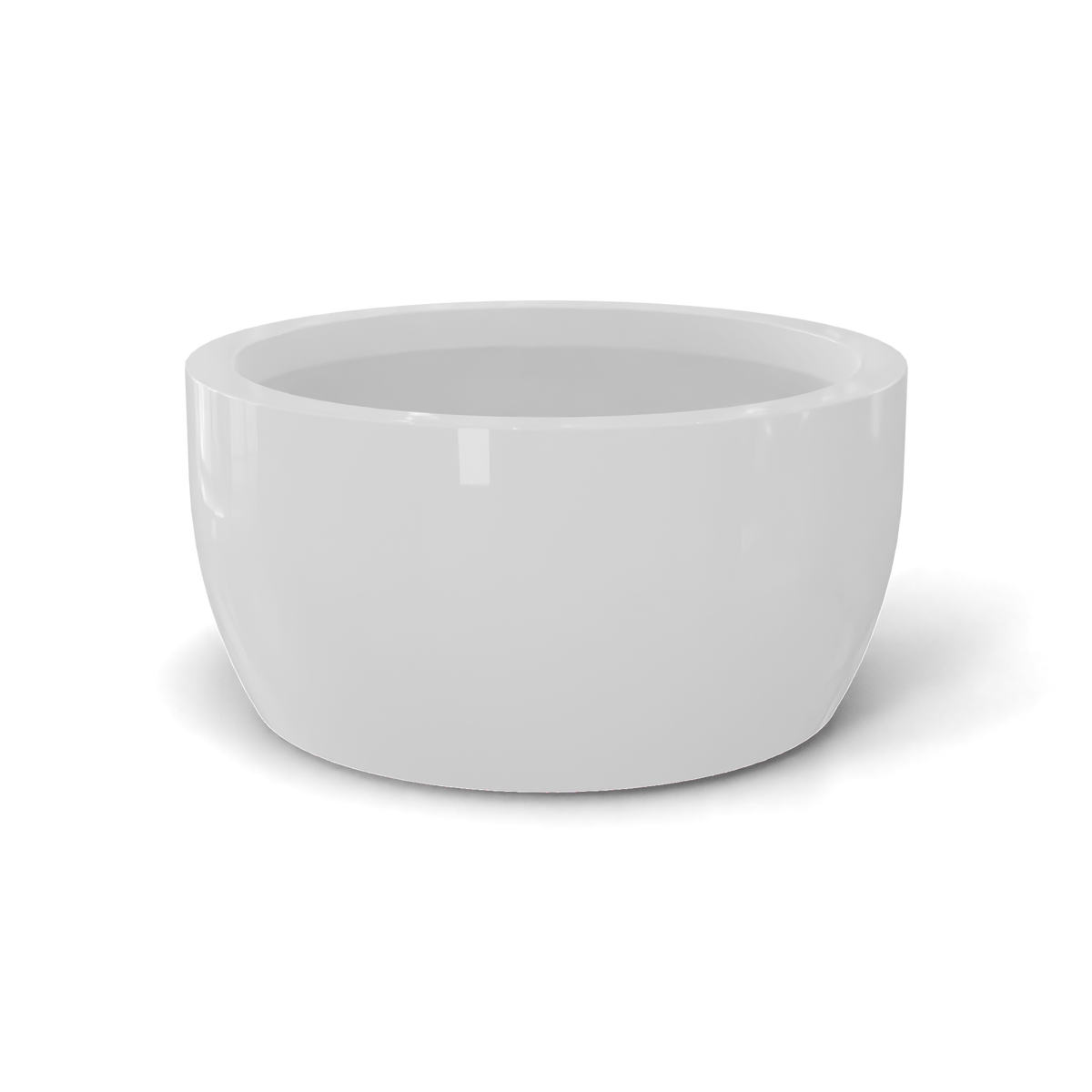 Casablanca bowl fiberglass planter in Gloss Bright White, studio render
