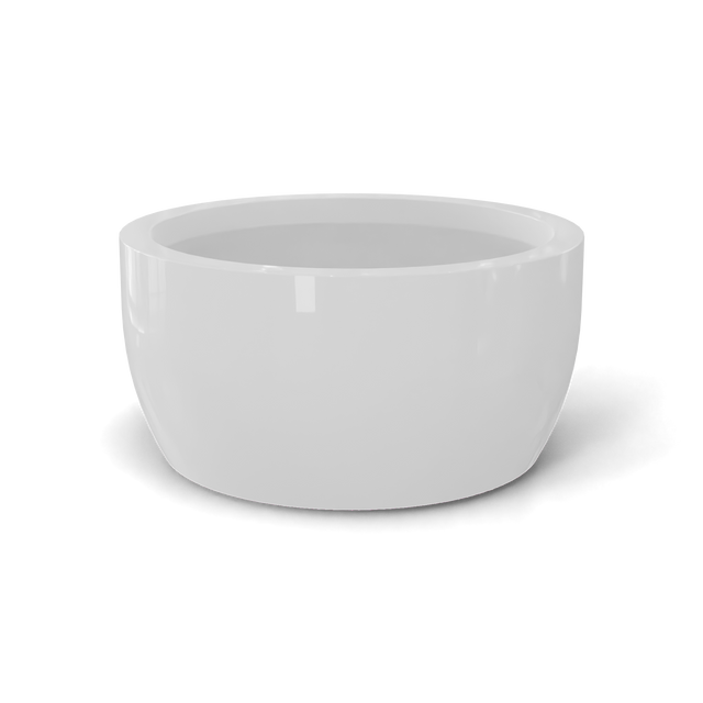 Casablanca bowl fiberglass planter in Gloss Bright White, studio render