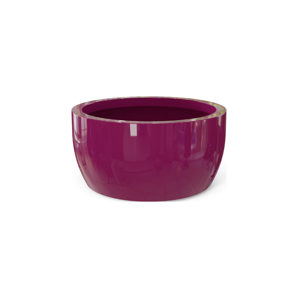 Casablanca low bowl fiberglass planter in Gloss Eggplant
