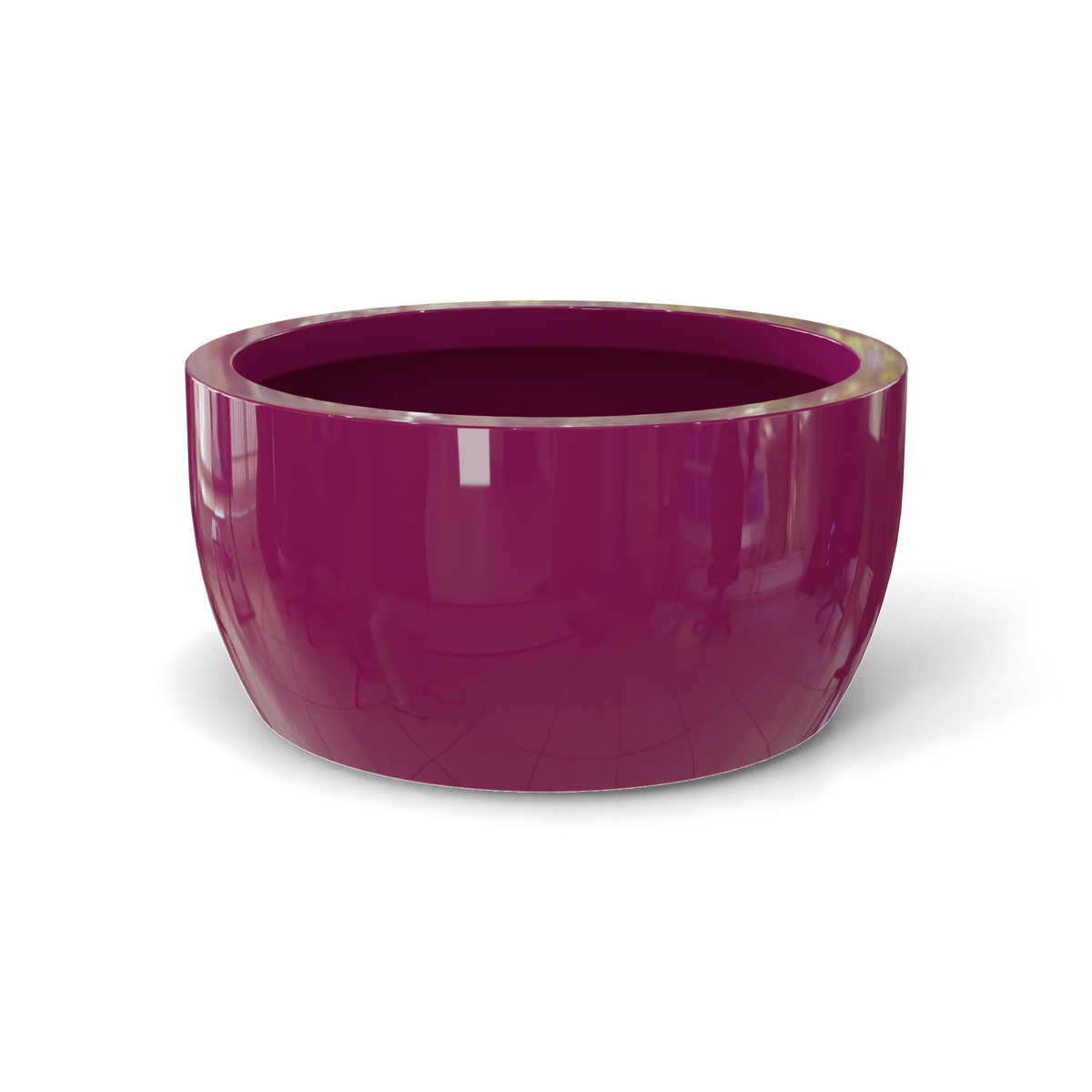 Casablanca bowl fiberglass planter in Gloss Eggplant, studio render