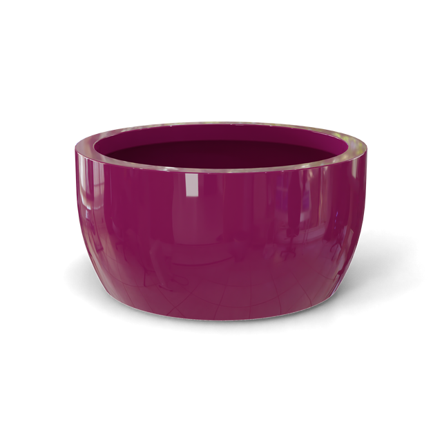 Casablanca bowl fiberglass planter in Gloss Eggplant, studio render