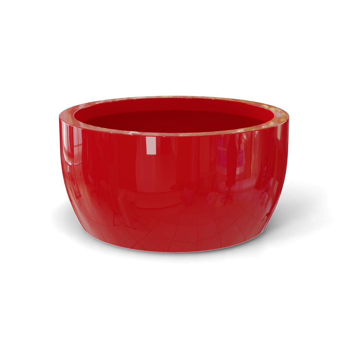 Casablanca bowl fiberglass planter in Gloss Red, studio render