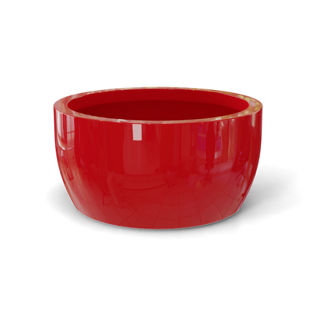 Casablanca bowl fiberglass planter in Gloss Red, studio render