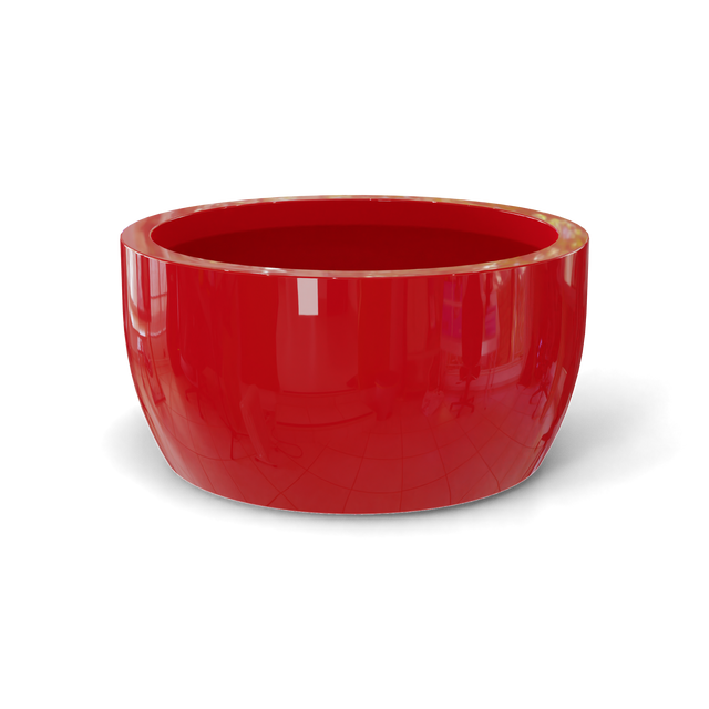 Casablanca bowl fiberglass planter in Gloss Red, studio render