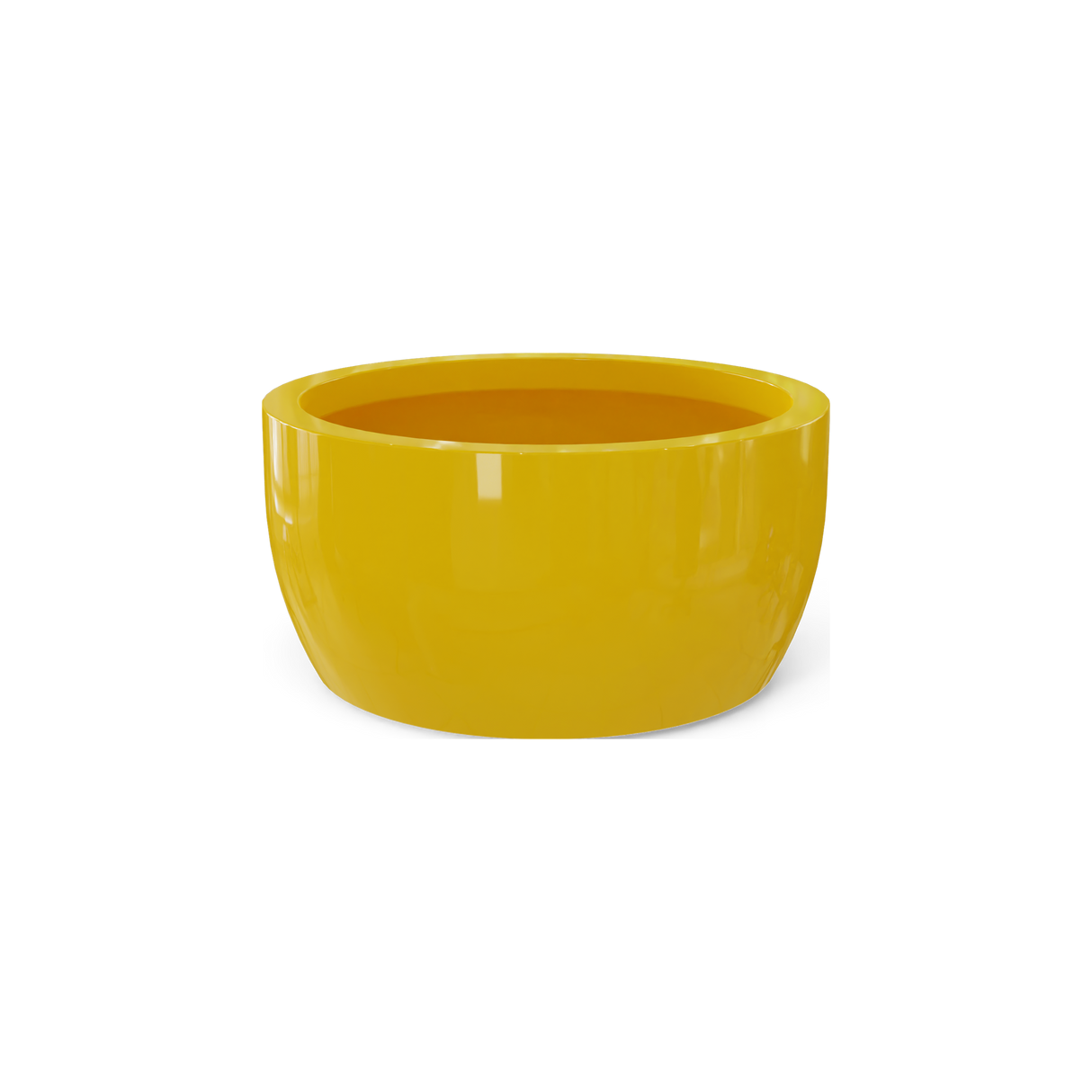 Casablanca low bowl fiberglass planter in Gloss Saffron