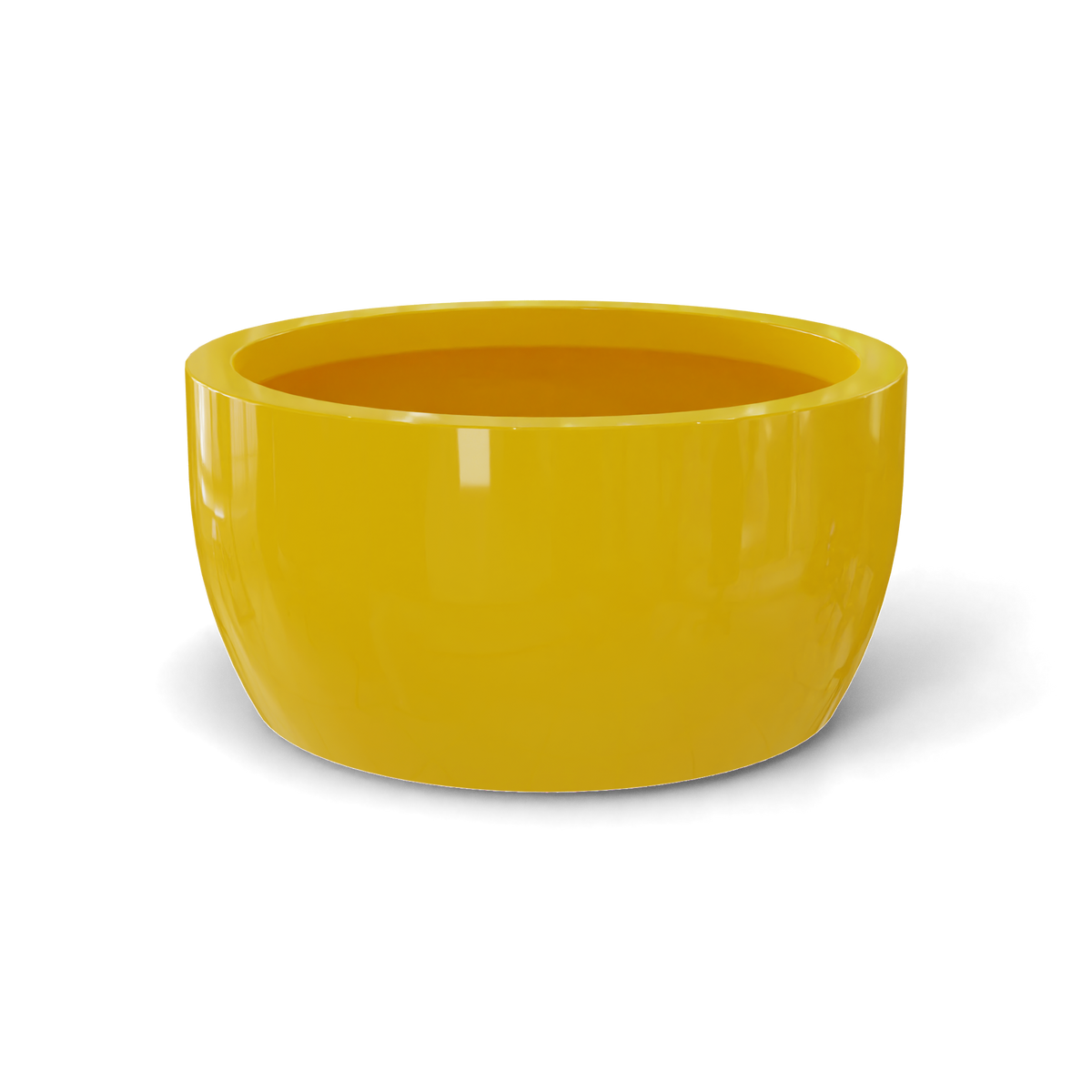Casablanca bowl fiberglass planter in Gloss Saffron, studio render