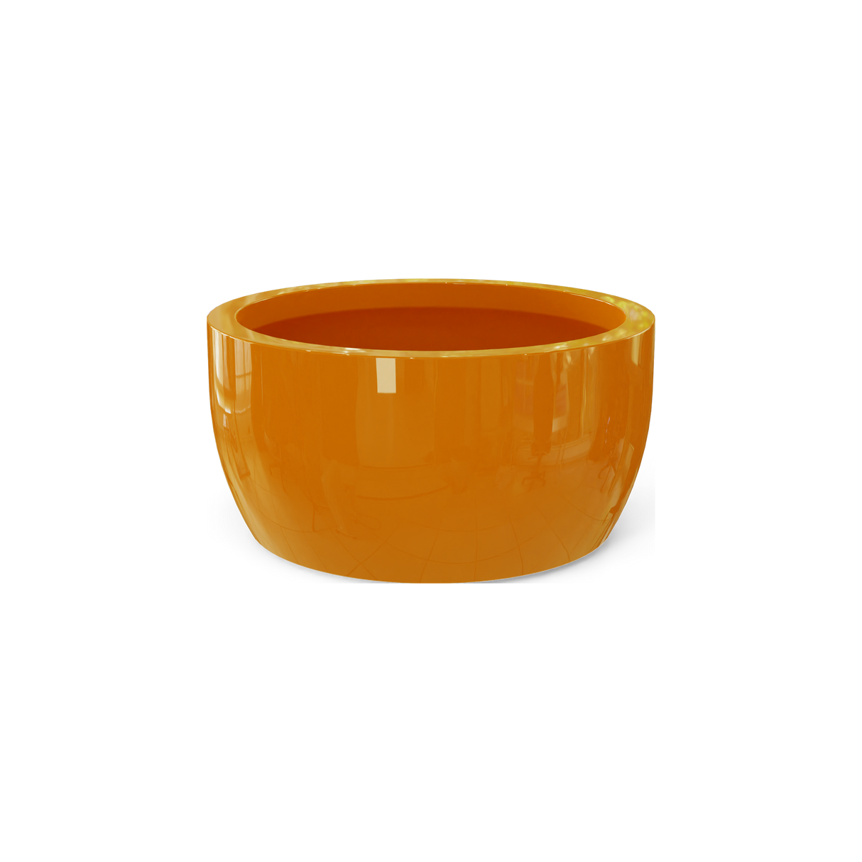 Casablanca low bowl fiberglass planter in Gloss Tangerine