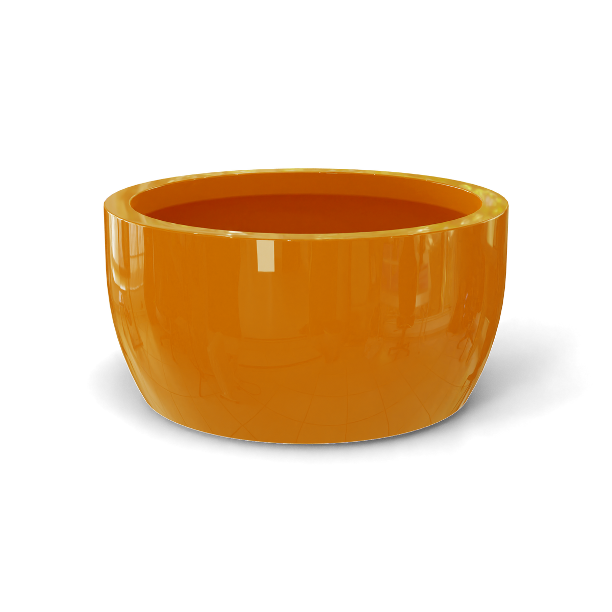 Casablanca bowl fiberglass planter in Gloss Tangerine, studio render