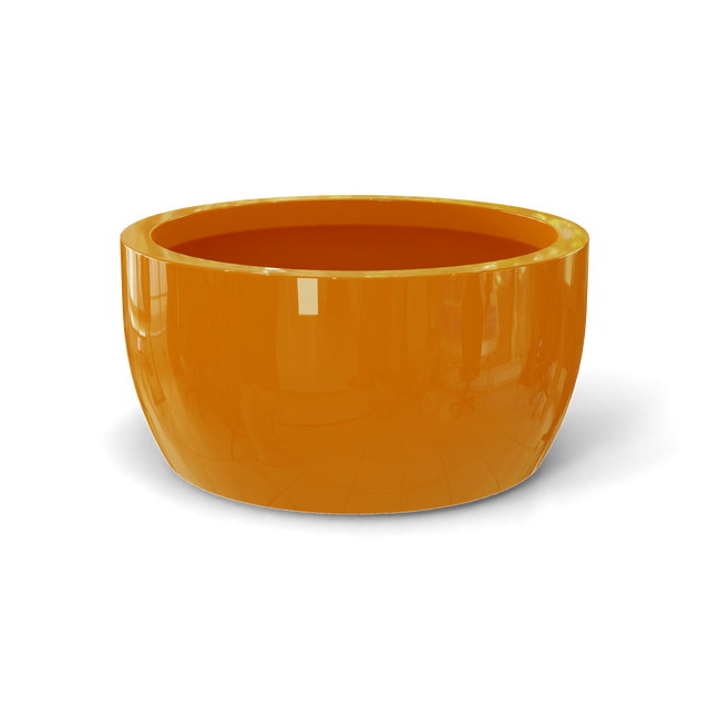 Casablanca bowl fiberglass planter in Gloss Tangerine, studio render