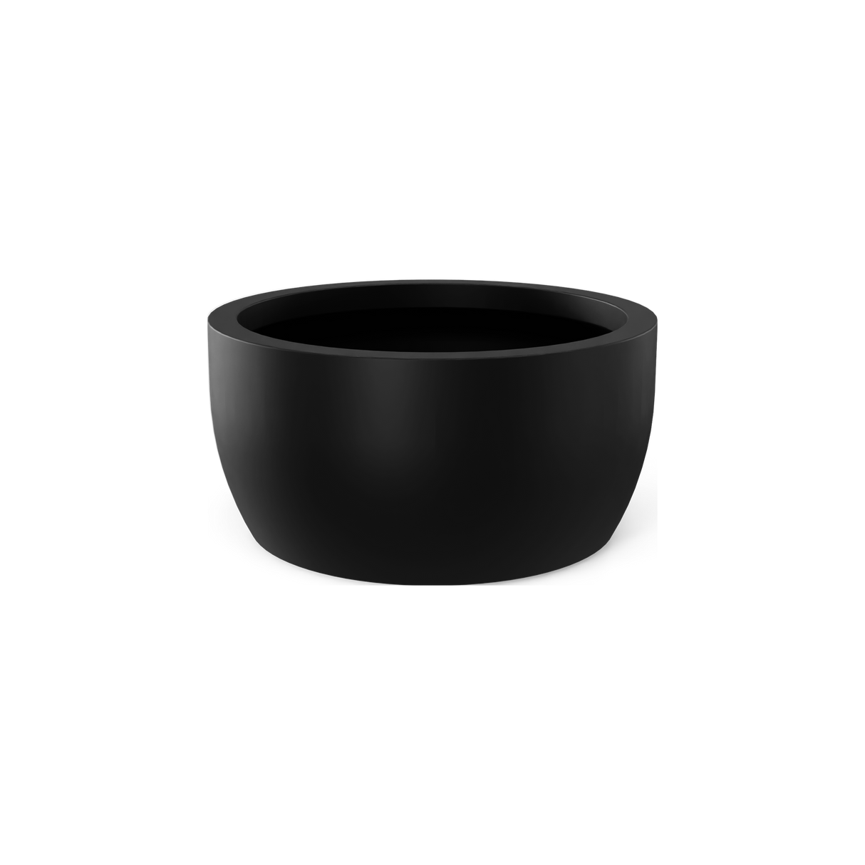 Casablanca low bowl fiberglass planter in Matte Black