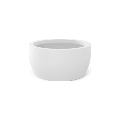 Casablanca low bowl fiberglass planter in Matte Bright White