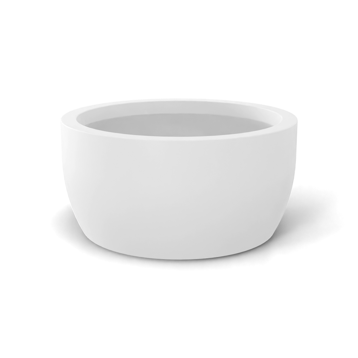 Casablanca bowl fiberglass planter in Matte Bright White, studio render