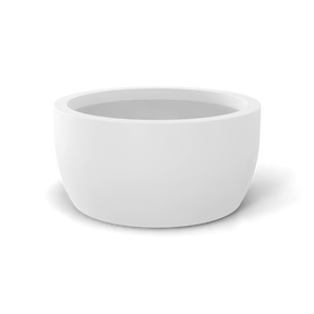 Casablanca bowl fiberglass planter in Matte Bright White, studio render