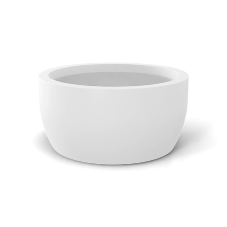 Casablanca bowl fiberglass planter in Matte Bright White, studio render