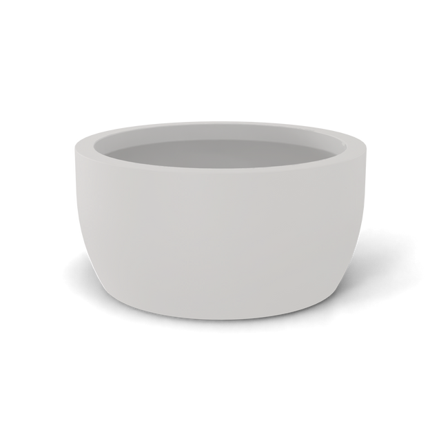 Casablanca bowl fiberglass planter in Matte Cement Grey, studio render
