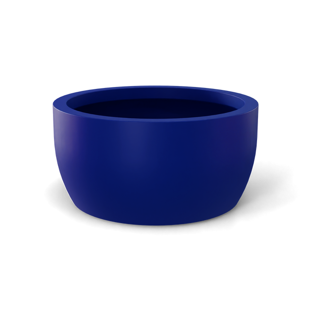 Casablanca bowl fiberglass planter in Matte Cobalt Blue, studio render