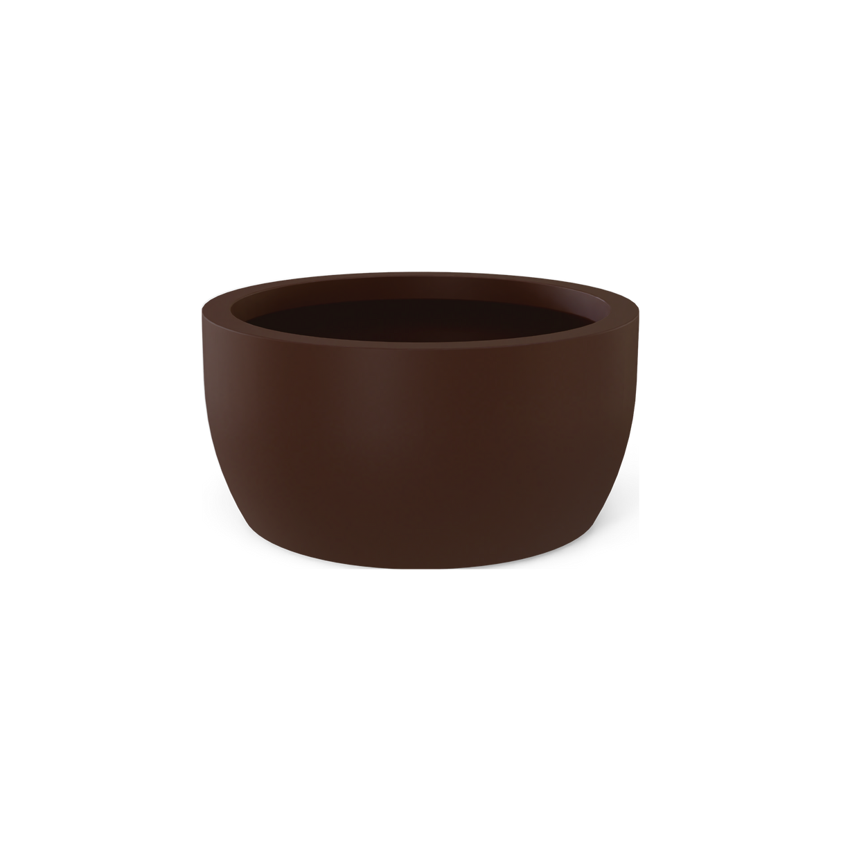 Casablanca low bowl fiberglass planter in Matte Dark Brown