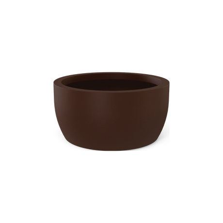 Casablanca low bowl fiberglass planter in Matte Dark Brown