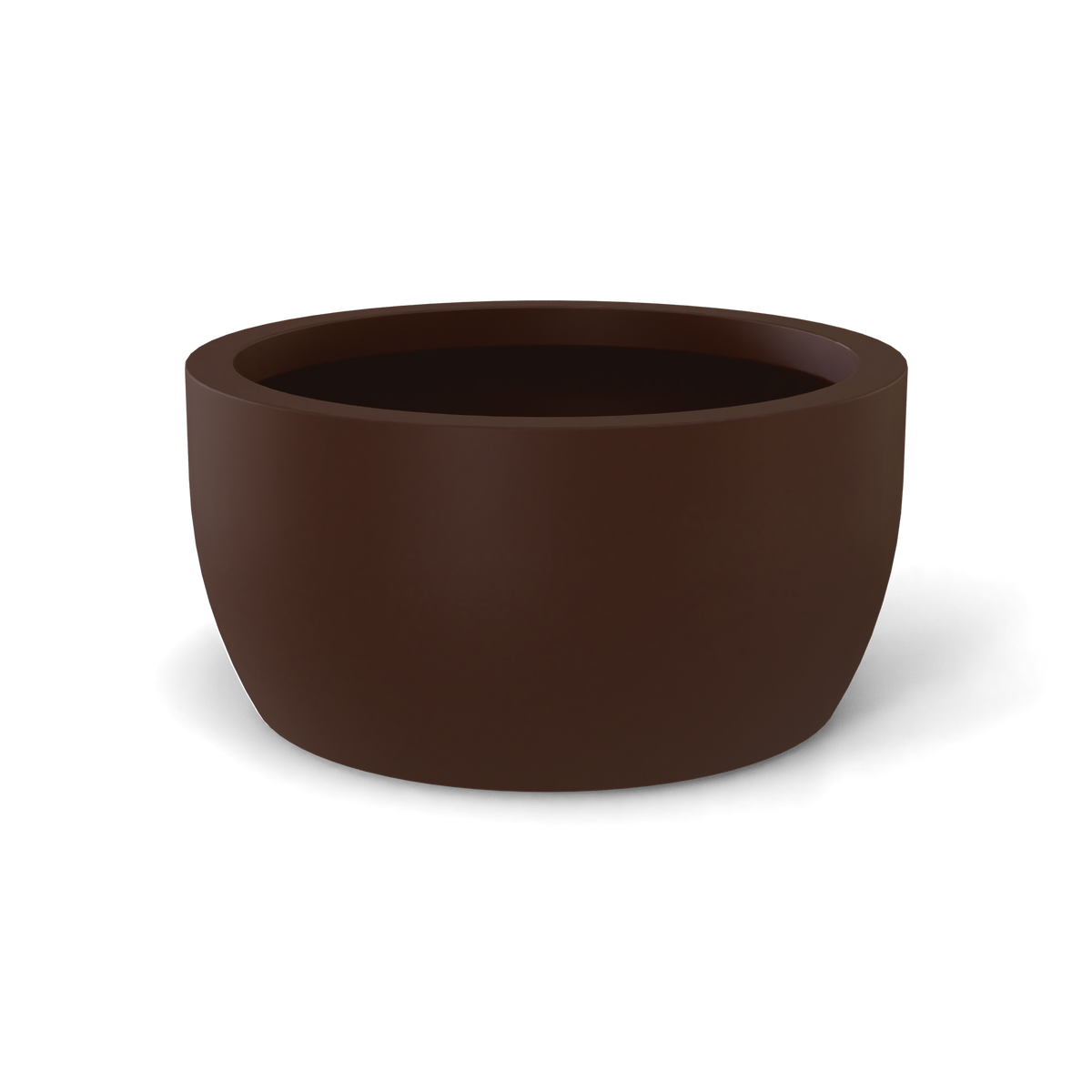 Casablanca bowl fiberglass planter in Matte Dark Brown, studio render