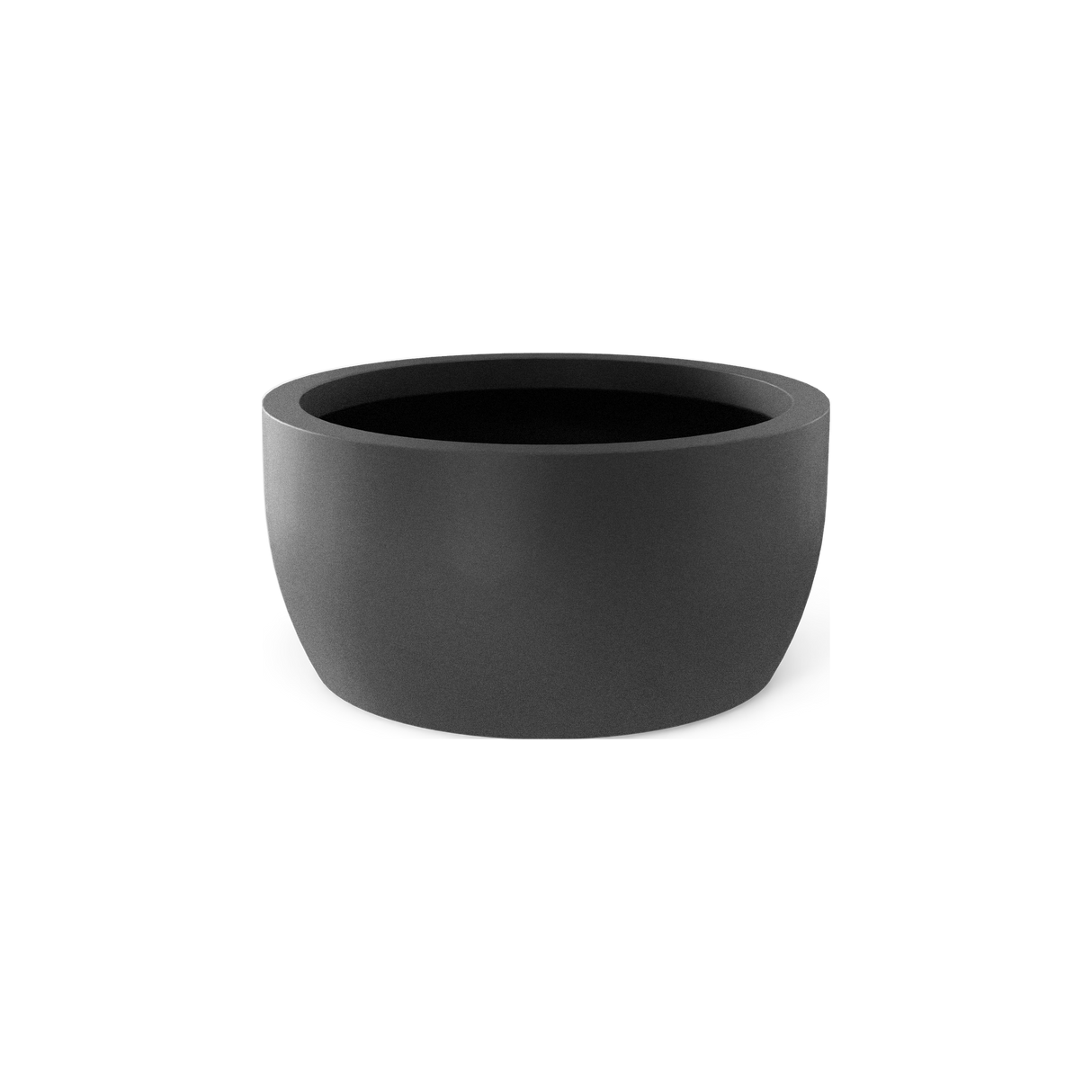 Casablanca low bowl fiberglass planter in Matte Gunmetal