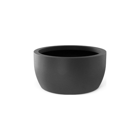 Casablanca low bowl fiberglass planter in Matte Gunmetal