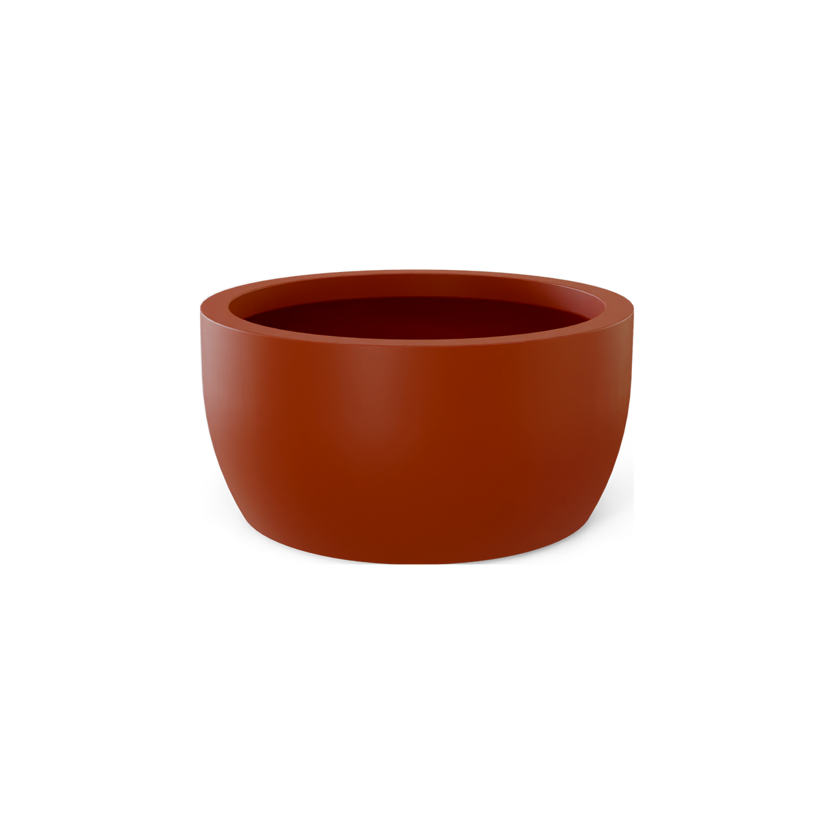 Casablanca low bowl fiberglass planter in Matte Terra Cotta