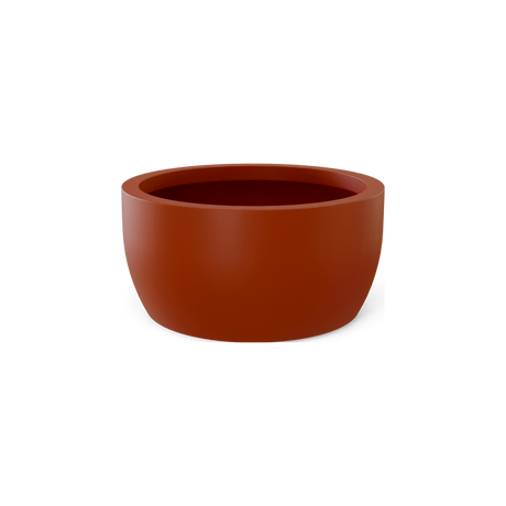 Casablanca low bowl fiberglass planter in Matte Terra Cotta