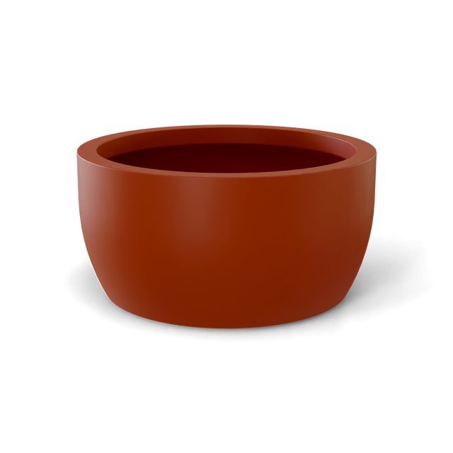 Casablanca bowl fiberglass planter in Matte Terra Cotta, studio render