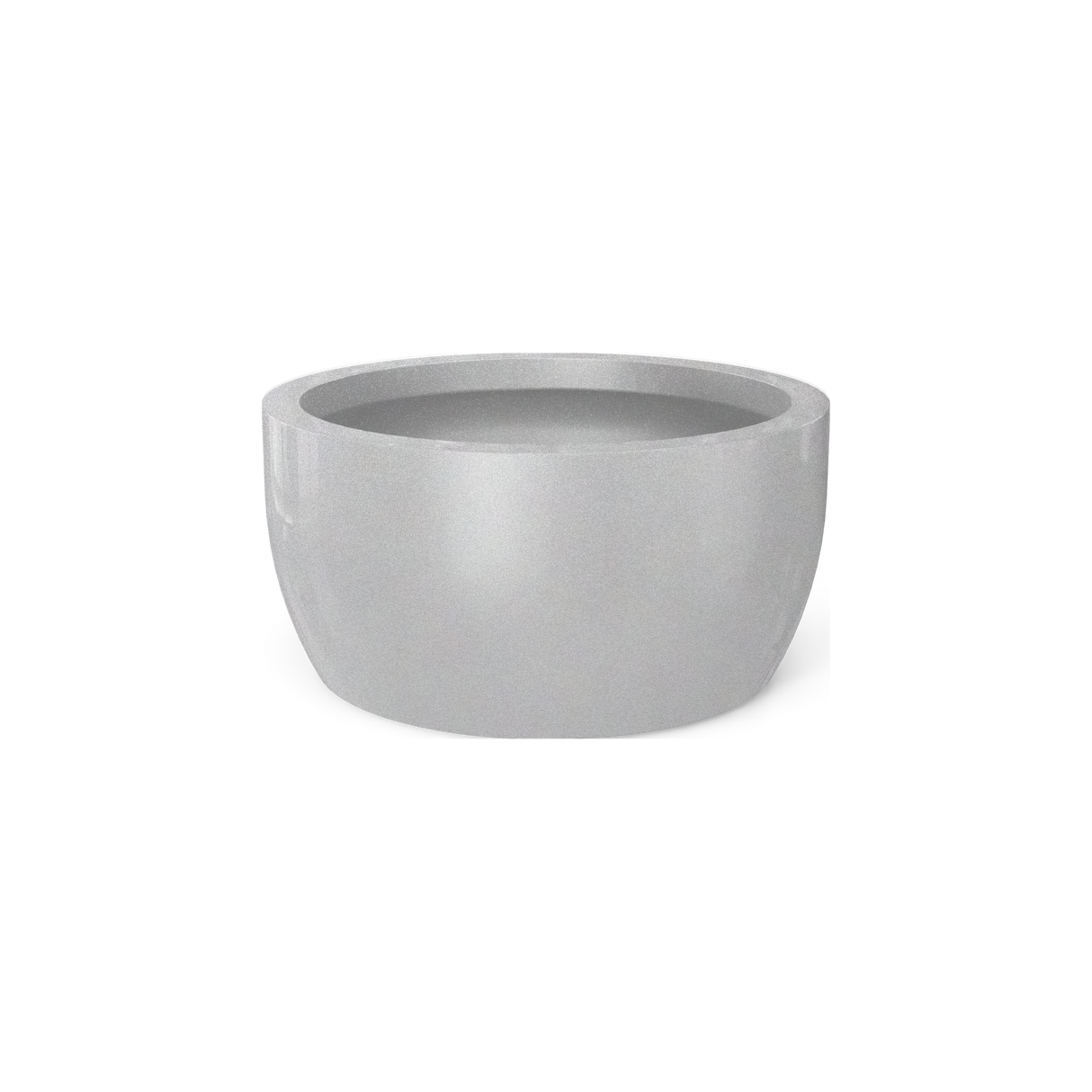 Casablanca low bowl fiberglass planter in Metallic Silver
