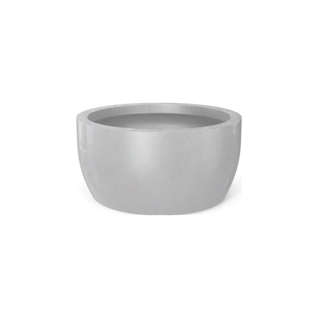 Casablanca low bowl fiberglass planter in Metallic Silver