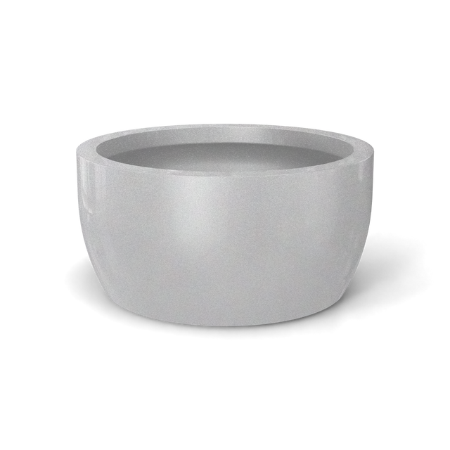 Casablanca bowl fiberglass planter in Metallic Silver, studio render