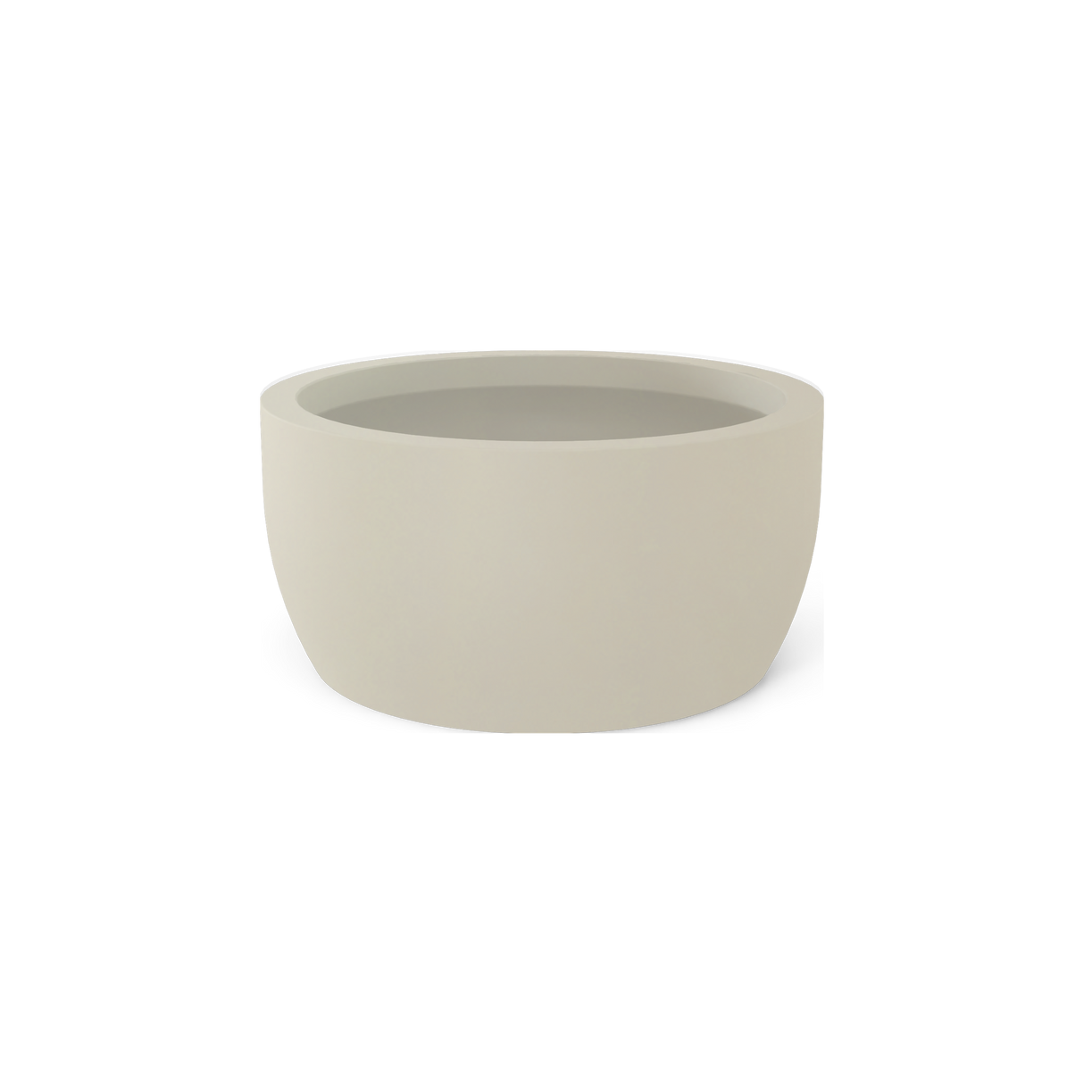 Casablanca low bowl fiberglass planter in Satin Beige