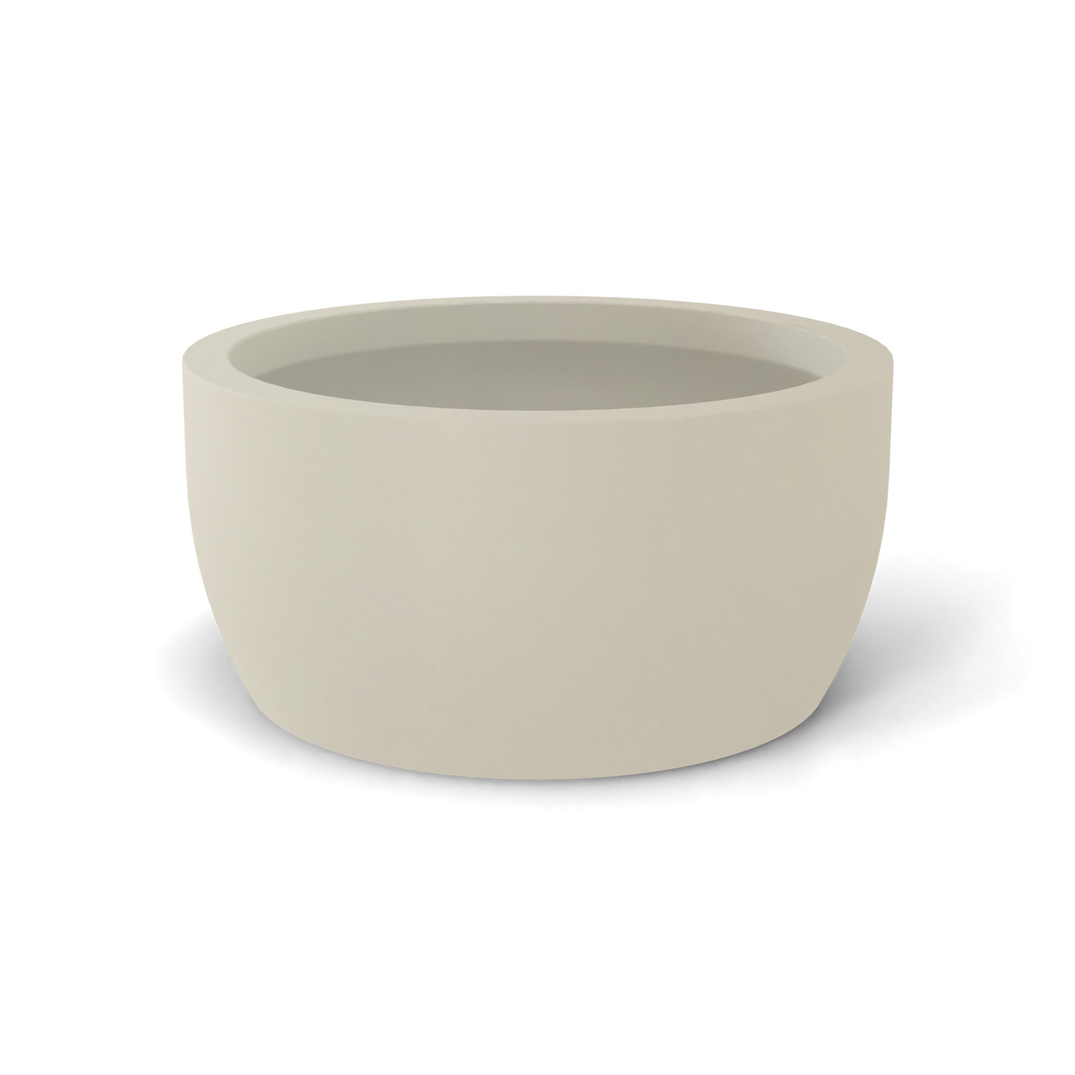 Casablanca bowl fiberglass planter in Satin Beige, studio render