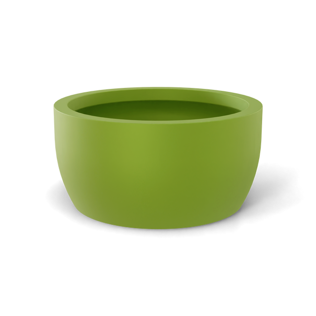 Casablanca bowl fiberglass planter in Satin Green, studio render