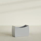 Seoul Curved Planter in Metallic Silver, 36"L × 16"D × 24"H, shown empty