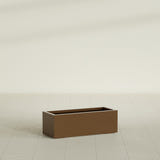 Cuba Low Rectangular Planter in Metallic Bronze, 36"L × 14"D × 12"H, shown empty