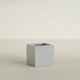 Montroy Cube Planter in Metallic Silver, 20", shown empty