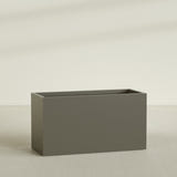 Brisbane Rectangular Planter in Matte Bronze, 60"L × 24"D × 32"H, shown empty