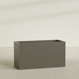 Brisbane Rectangular Planter in Matte Bronze, 60"L × 24"D × 32"H, shown empty