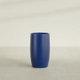 Lisbon tall round tapered fiberglass planter in Matte Cobalt Blue, 18 in diameter, 32 in high, shown empty